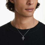 Insigne pendant Round cut, Cross, White, Rhodium plated